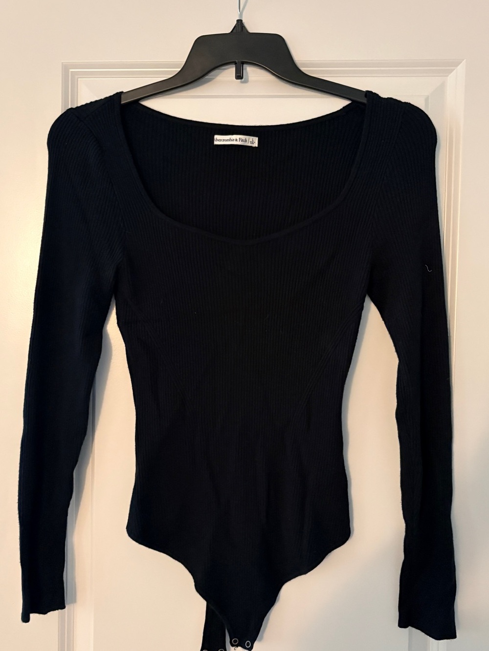 Abercrombie & Fitch Black Ribbed Long Sleeve Bodysuit